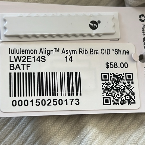 LULULEMON ALIGN ASYM RIB BRA C/D SHINE SIZE 6 and 8 NWT - Picture 5 of 5
